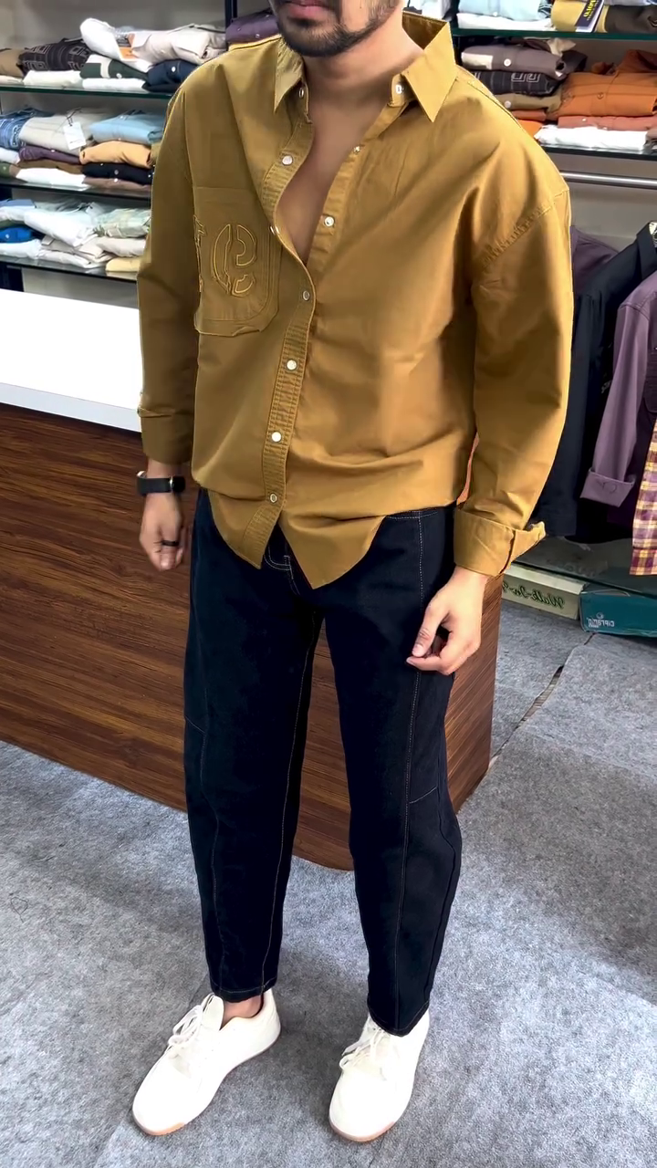 The Life Co. Pure Cotton Brand Logo Printed Relaxed Fit Shirt
