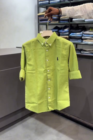 Men Olive Green Solid Regular Custom Fit Poplin Smart Casual Shirt
