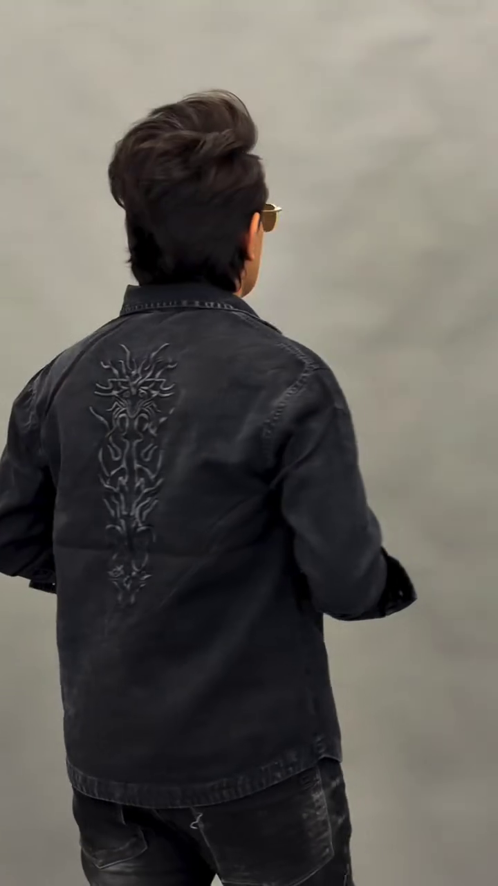 Men Grey Slim Fit Faded Denim Casual Shirt - Image 9