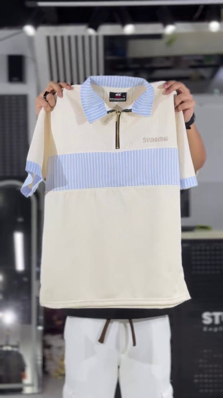 Printed Pure Cotton Polo Collar T-Shirt With Shorts Co-Ords