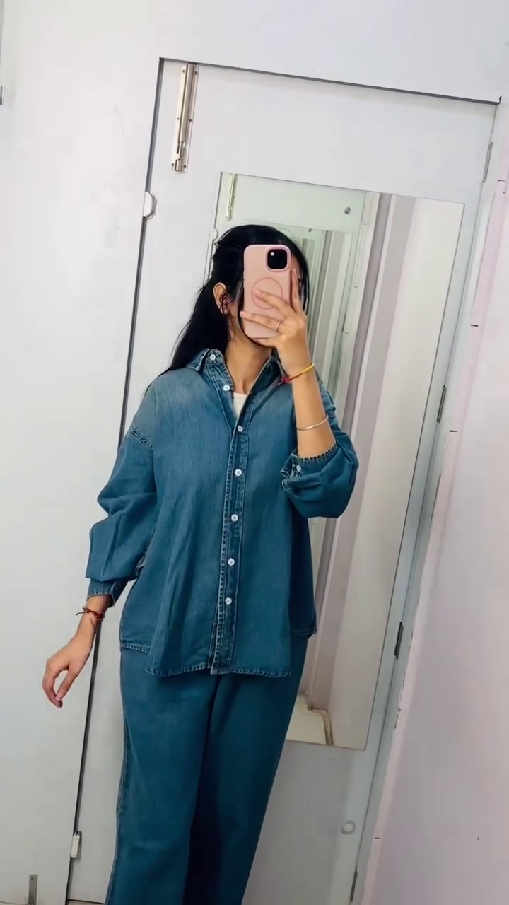 Women Solid Cotton Denim Long Sleeves Shirts with Snap Details - Image 3