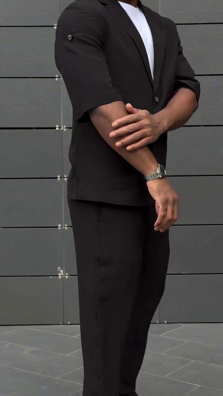 Black Notched Lapel Single Breasted Formal Blazer - Image 6