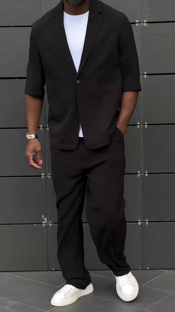 Black Notched Lapel Single Breasted Formal Blazer - Image 3