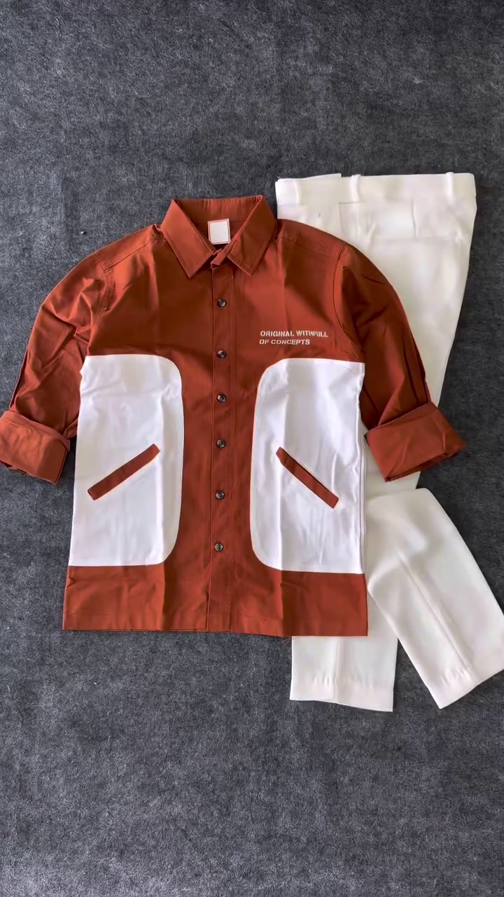 Men Rust Orange Slim Fit Casual Shirt - Image 3