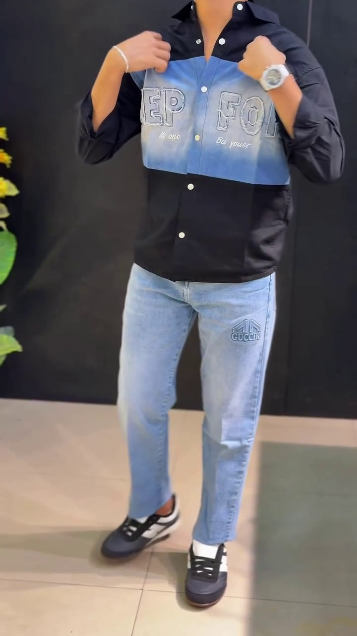 Standard Colourblocked Corduroy Denim Shirt - Image 6
