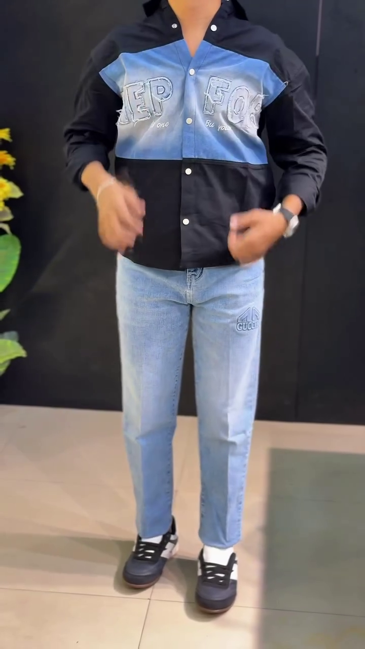 Standard Colourblocked Corduroy Denim Shirt - Image 5