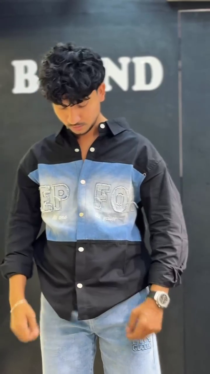 Standard Colourblocked Corduroy Denim Shirt - Image 4