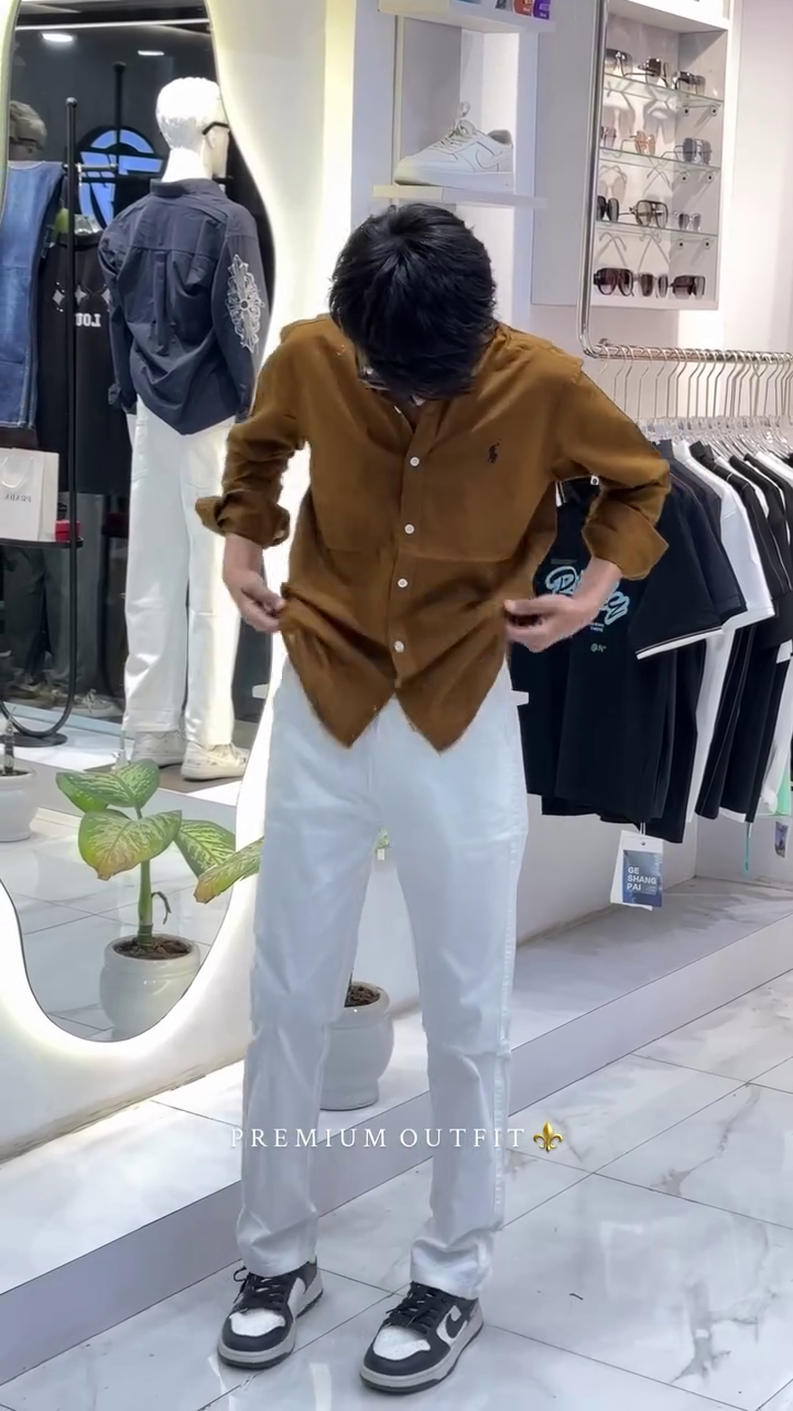 Tailored Fit Button-Down Collar Corduroy Pure Cotton Casual Shirt - Image 7