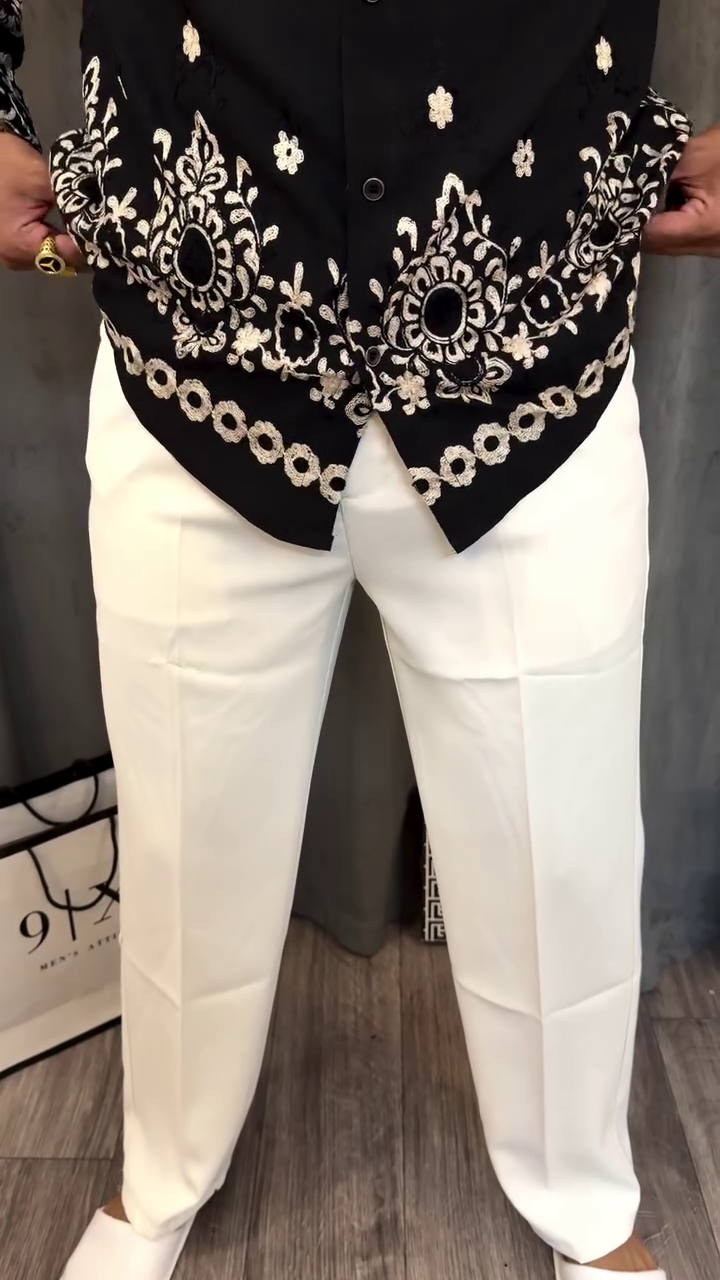 Pure Cotton Floral Embroidered Opaque Party Shirt - Image 11