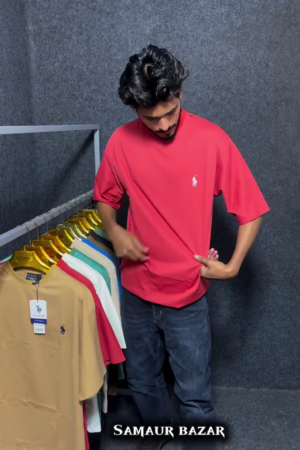Men Red Solid Cotton T-shirts