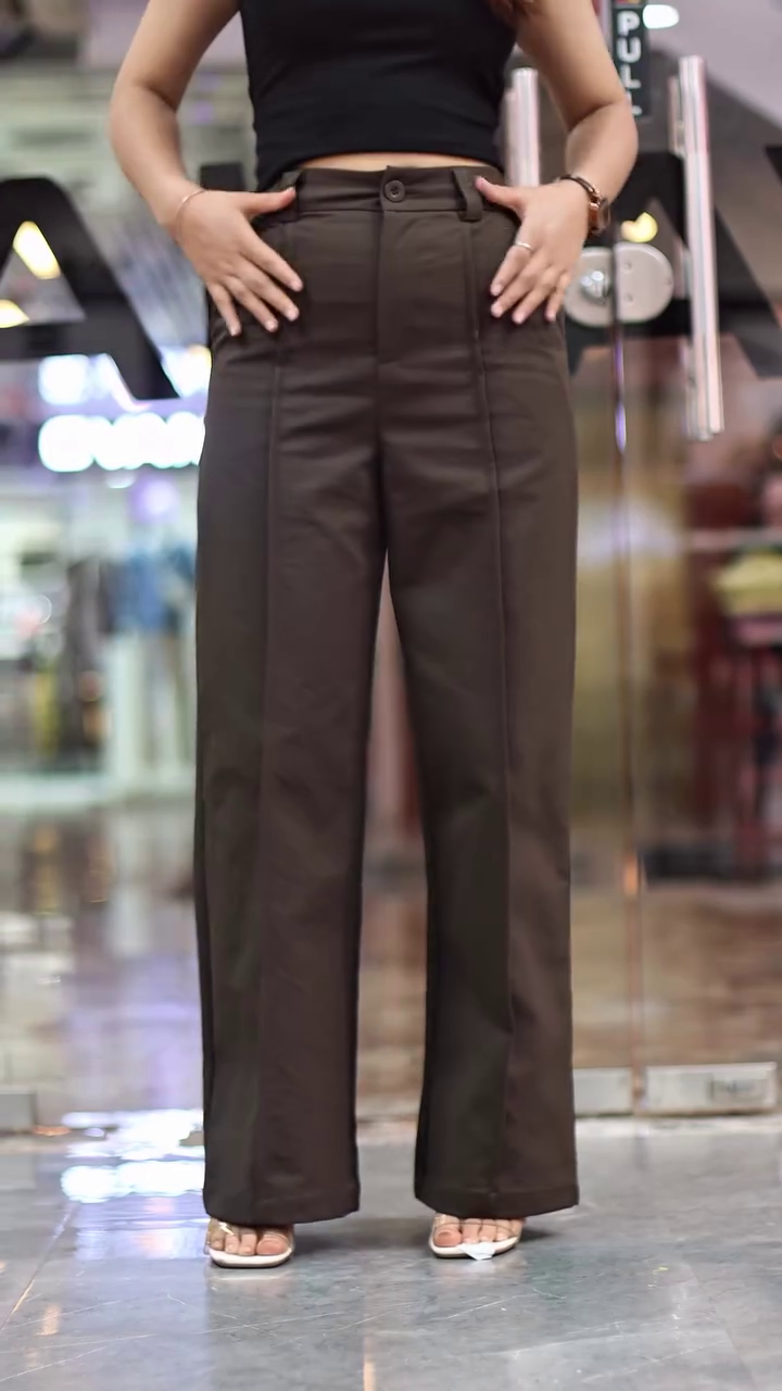 Women Solid Pleated Mid-Rise Regular Trousers - Image 8