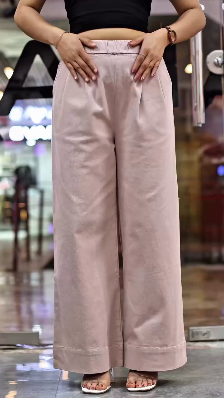 Women Solid Pleated Mid-Rise Regular Trousers - Image 5