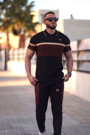 Men Striped Polo Collar Cotton Slim Fit T-shirt