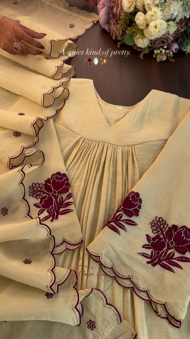Embroidered Round Neck Top & Palazzos Co-Ords - Image 14
