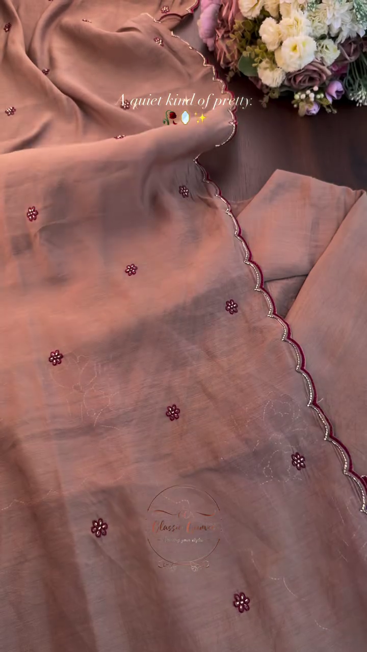 Embroidered Round Neck Top & Palazzos Co-Ords - Image 6