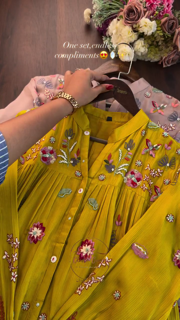 Women Floral Embroidered Panelled Thread Work Kurta with Trousers & With Dupatta - Image 14