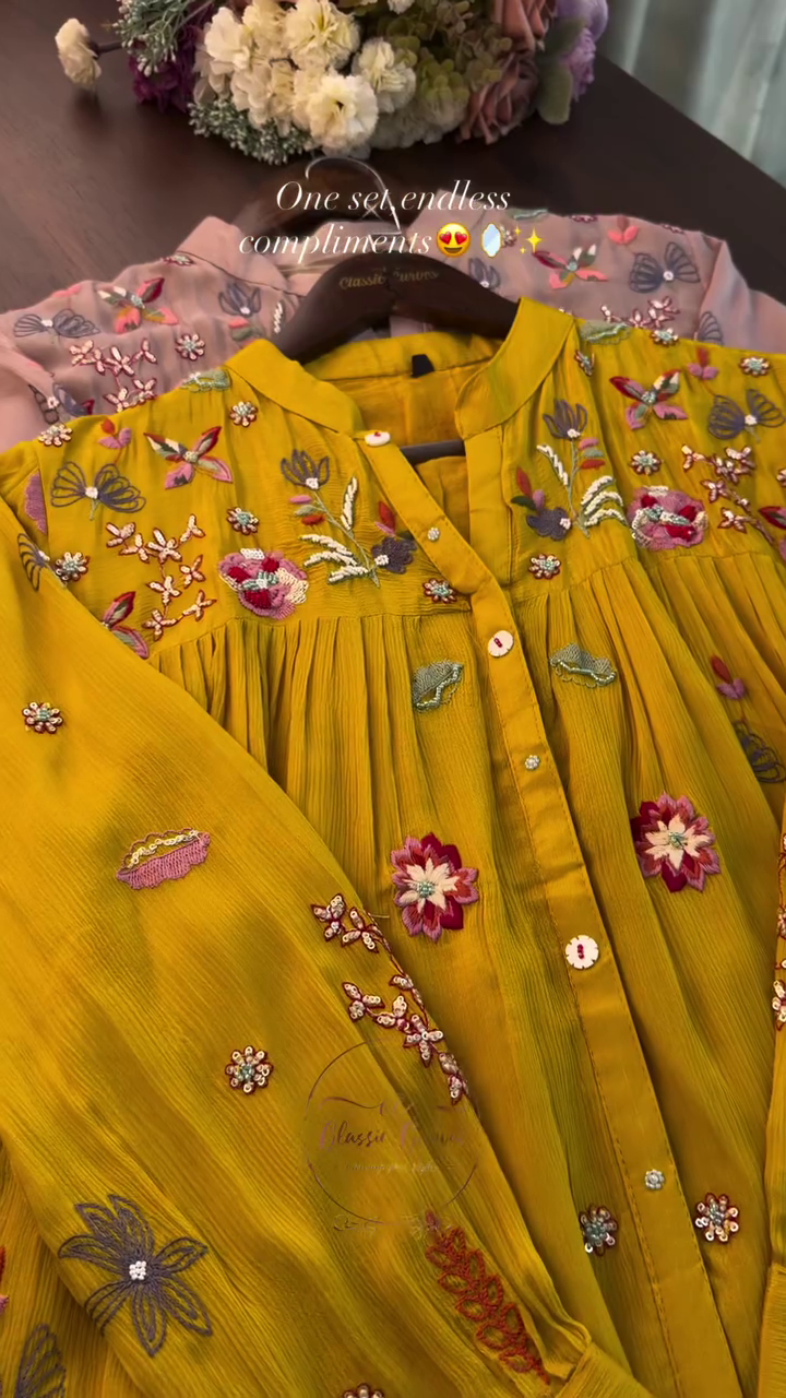 Women Floral Embroidered Panelled Thread Work Kurta with Trousers & With Dupatta - Image 8
