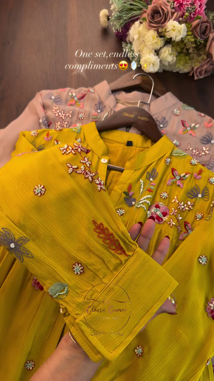 Women Floral Embroidered Panelled Thread Work Kurta with Trousers & With Dupatta - Image 6