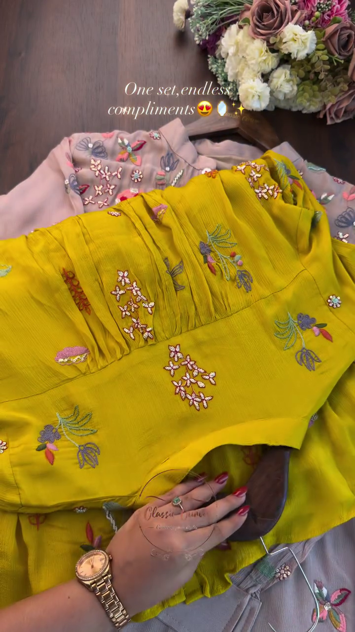Women Floral Embroidered Panelled Thread Work Kurta with Trousers & With Dupatta - Image 3