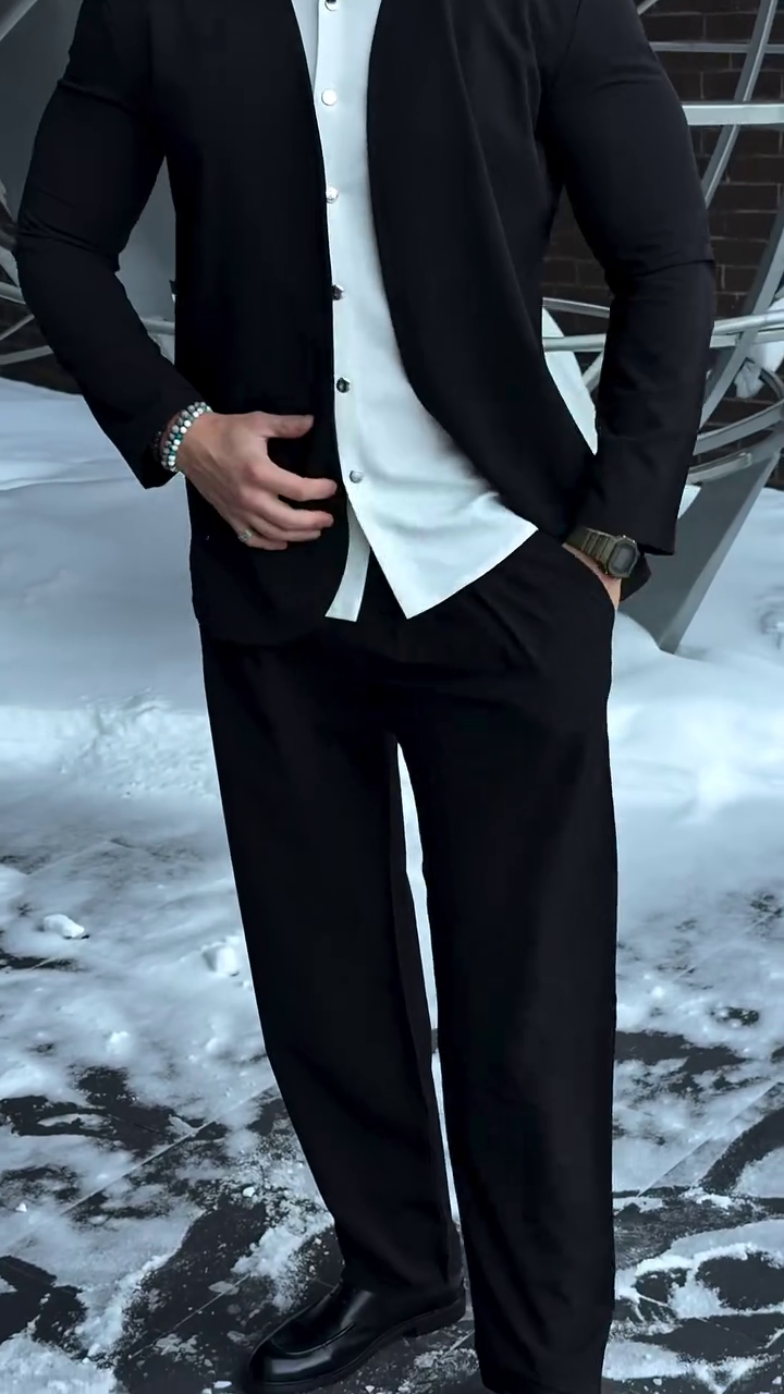Mens Stand Collar One Button Korean Style Solid Casual Blazer Coat - Image 7