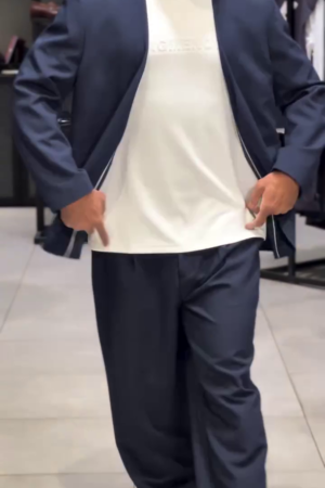 Navy Blue Single-Breasted Smart Casual Blazer