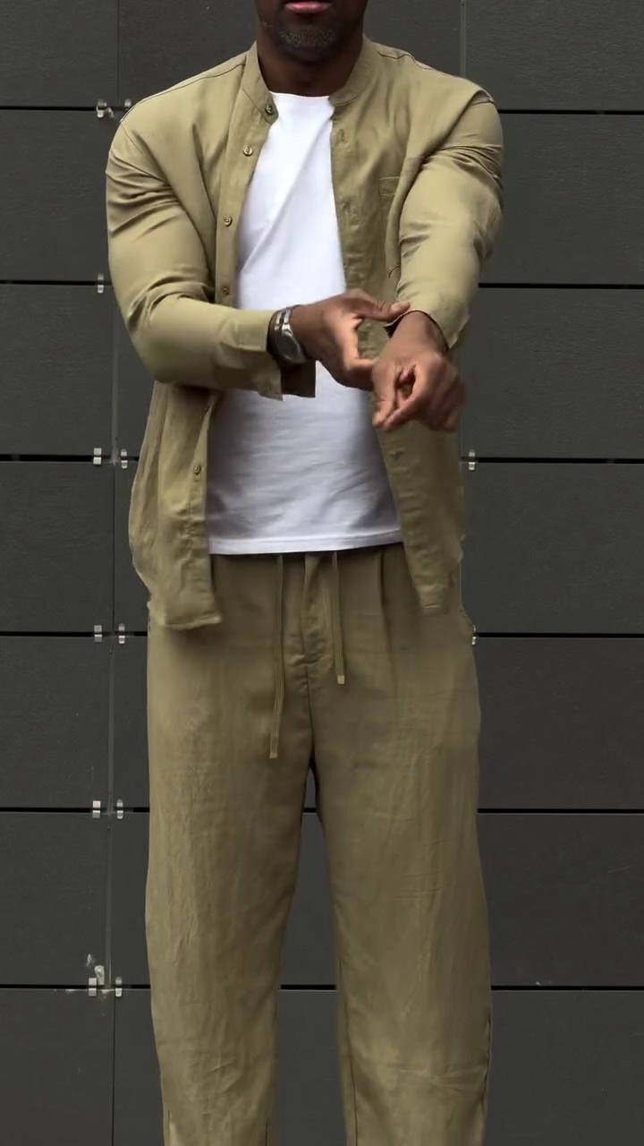Solid Pure Linen Airport Look Co-Ord Set