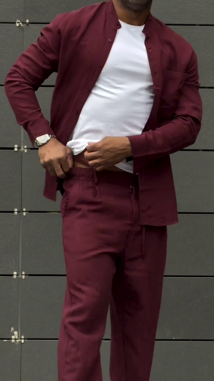 Solid Pure Linen Airport Look Co-Ord Set - Image 3