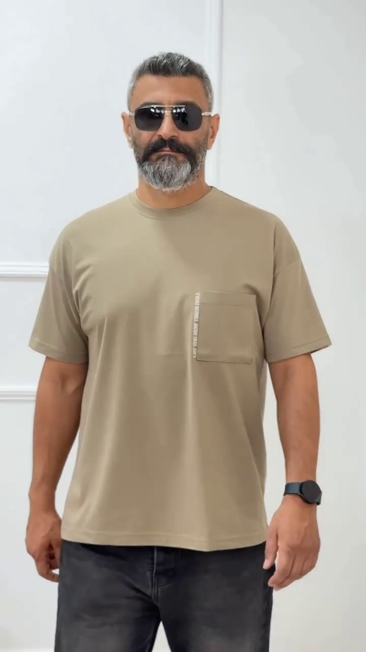Groove Men Super Combed Cotton Oversized Textured T-Shirt with Zipper Pocket - MZ02 - Image 6