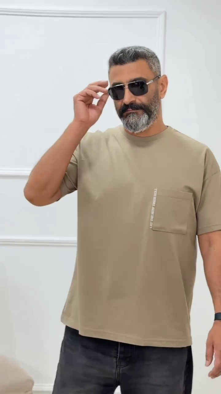 Groove Men Super Combed Cotton Oversized Textured T-Shirt with Zipper Pocket - MZ02 - Image 5